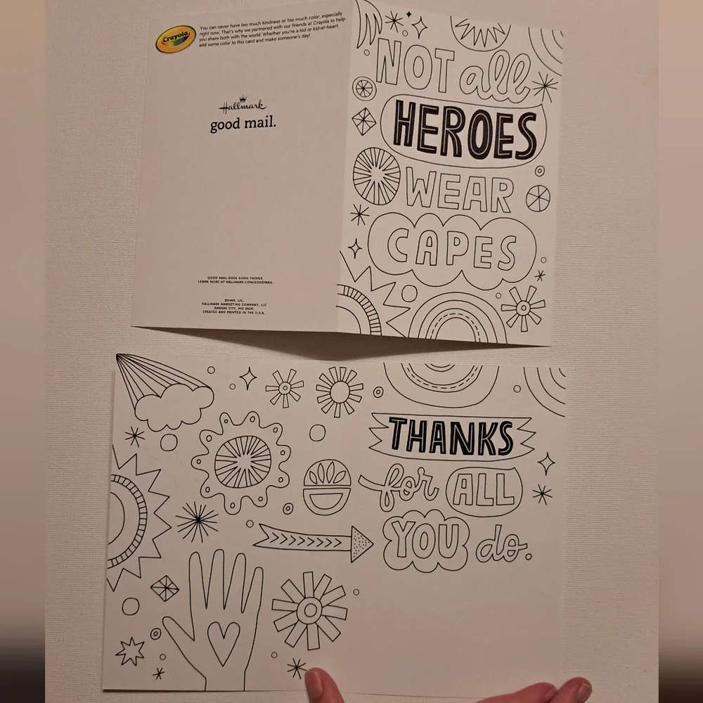 4/$15 🌻 Set Of 3 Hallmark Crayola Inspirational Coloring Cards Yellow Envelopes